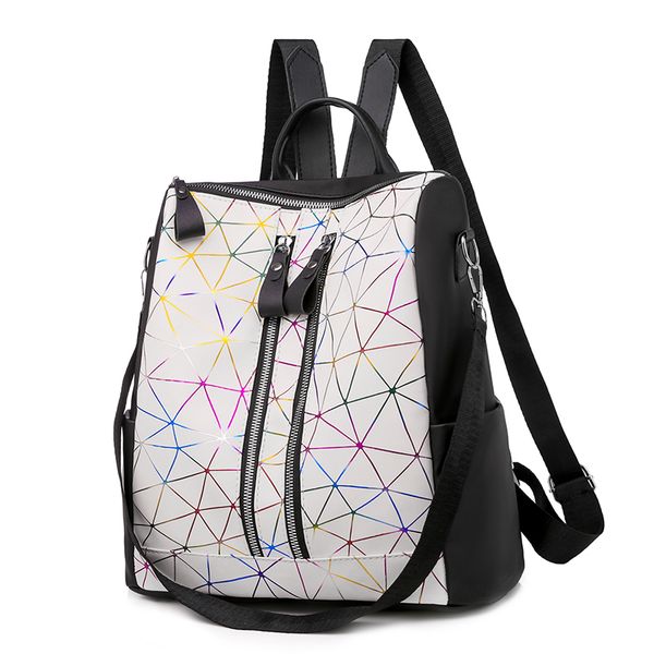 

laser women's backpack colorful geometry girls backpack youth student school bags travel