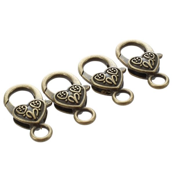 

10pcs gift lobster clasps heart bronze tone 26mmx14mm(1"x4/8"), Silver