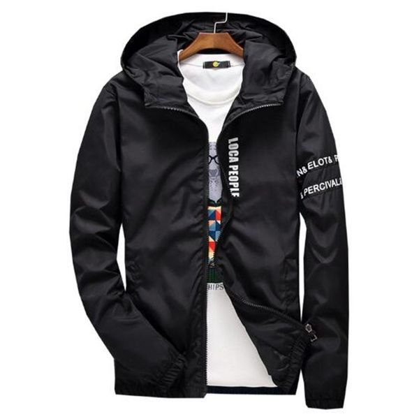 

2018 spring autumn new fashion slim fit young men hooded jacket thin jackets casual windbreaker 4 colors s-4xl, Black;brown
