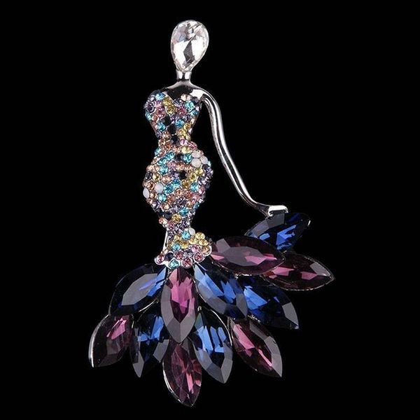 

русалка брошь элегантных женщины игристой большой большой rhinestone кристалл штыри радуга стразы штыри одежда шарф партия ювелирные изделия, Gray