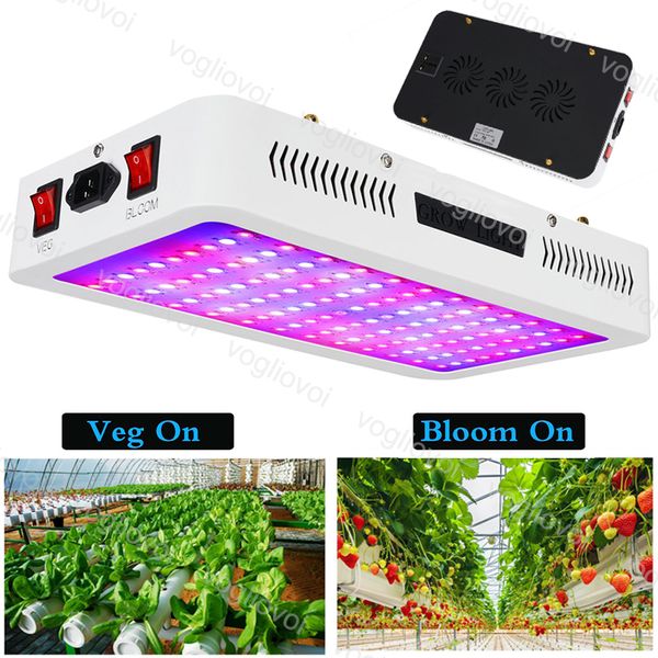 

led grow light double chip switch 1000w 1200w 1500w 2000w veg bloom for covered grow tent green houses plant lamp hydroponic systems dhl