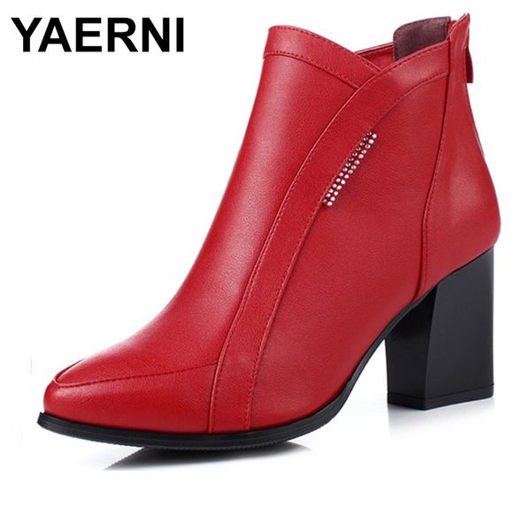 

yaerni genuine leather women boots. high-heeled shoes female mar boots. fashion casual snow winter boots female, Black