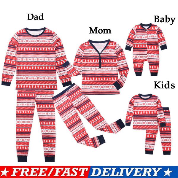 

New Family Matching Adult Kids Christmas Pyjamas Xmas Long Sleeve Winter Cotton Nightwear Pajamas PJs Sets