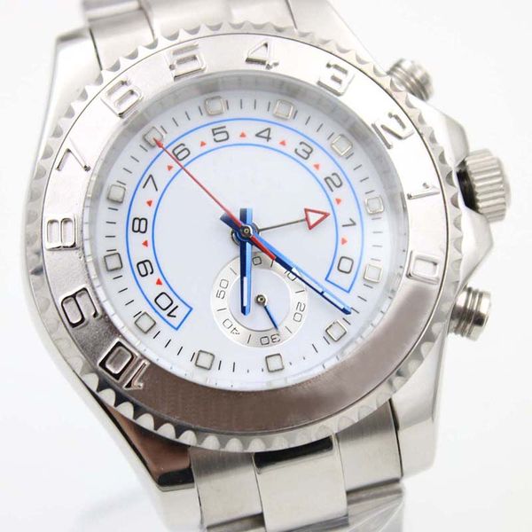 

silver case 44mm automatic mechanical men watch watches white dial rotatable blue ceramic bezel stainless steel 116680 mens wristwatches, Slivery;brown