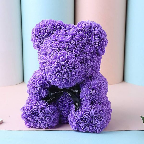 

new rose bear teddy bear with ribbon forever artificial rose anniversary christmas valentines gift