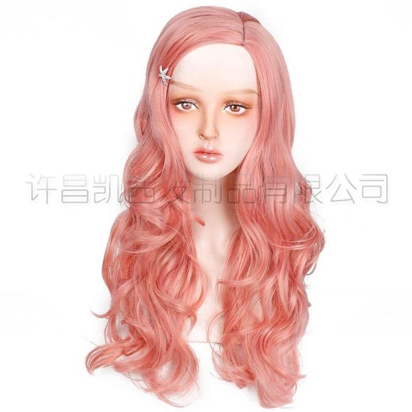 

24" fashion cosplay wig body wave synthetic lace front wig with bangs heat resistant fiber synthetic full wigs glueless lace wig for wo, Black