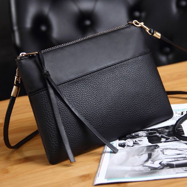 

women's clutch bag simple black leather crossbody bags enveloped shaped small messenger shoulder bags female bag