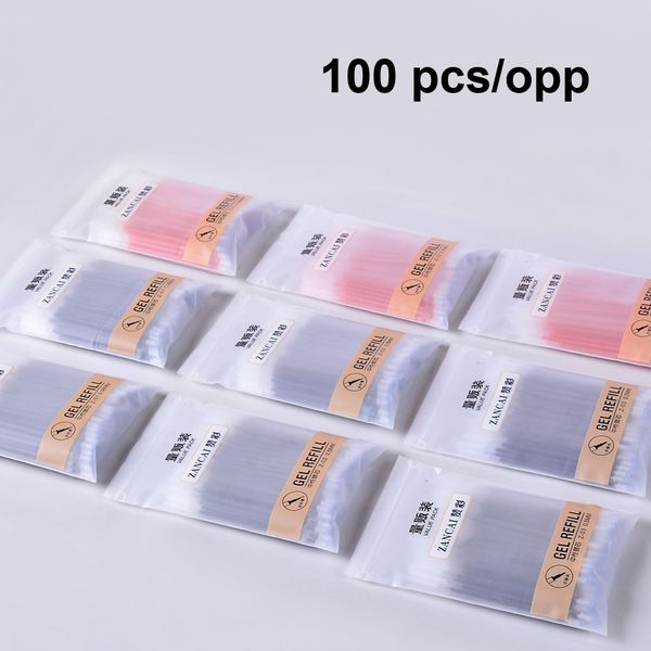 

100pc/pack gel pen refills 0.5/0.38mm stationery gifts replaceable black/blue/red ink refills office school supplie