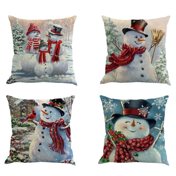 

4pcs happy christmas pillow cover decorative cotton linen sofa pillow case cushion cover pumpkin ghosts pillowcases home decor