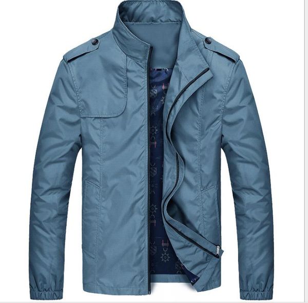 

mens spring autumn solid jacket zipper fly coats stand collar long sleeved cotton jacket mens clothing, Black;brown