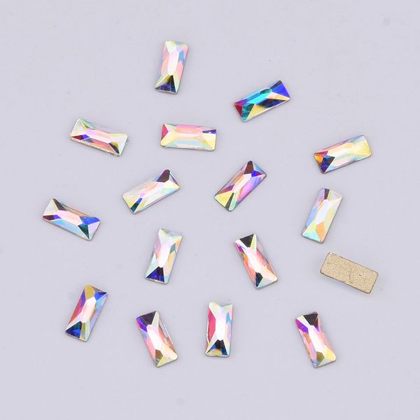 

10pcs nail crystals rectangle 3x7mm flat back nail decoration stones nails art dekor diamonds manicure decoracion yha166, Silver;gold