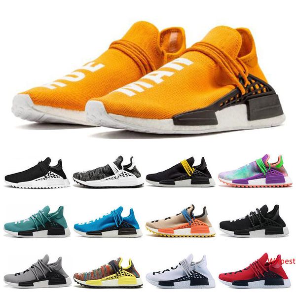 

2019 human race hu trail pharrell williams men running shoes for womens nerd black cream orange red runner sneakers size 36-47