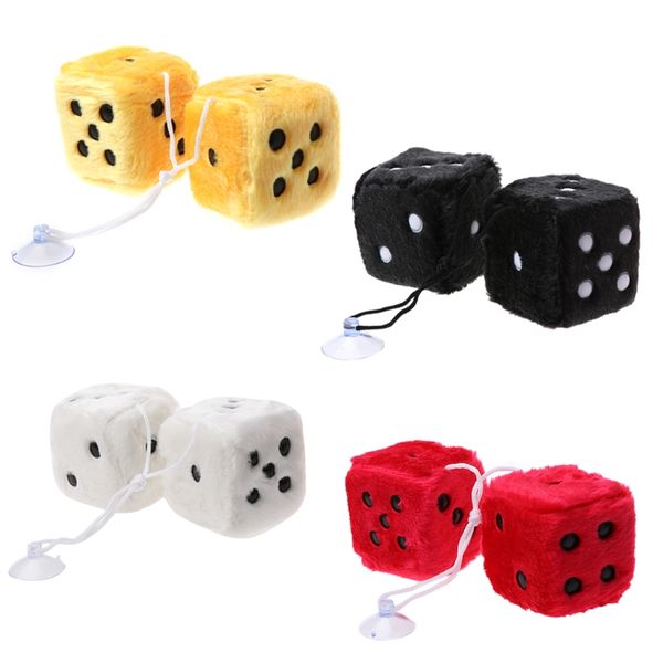 

2pcs car-styling pendant color plush dice automobiles rear view mirror charms car decoration automobiles interior ornaments