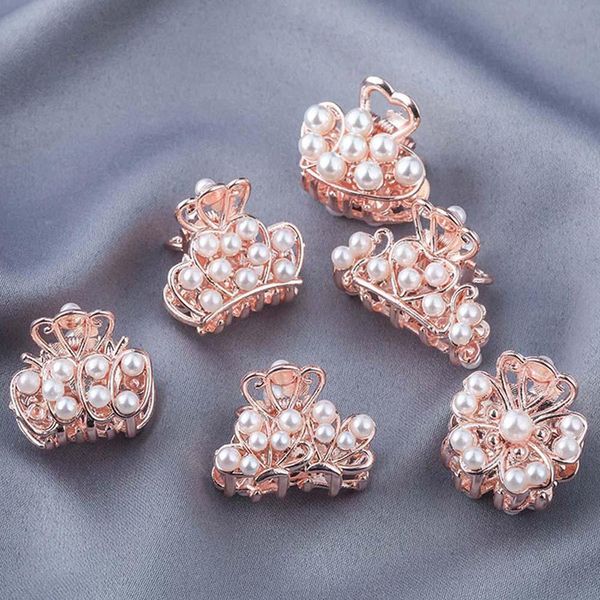 

new women small hair clip claw imitation pearl headwear elegant fashion hairpin crab headdress ladies girls hairclips ykvfx, Black