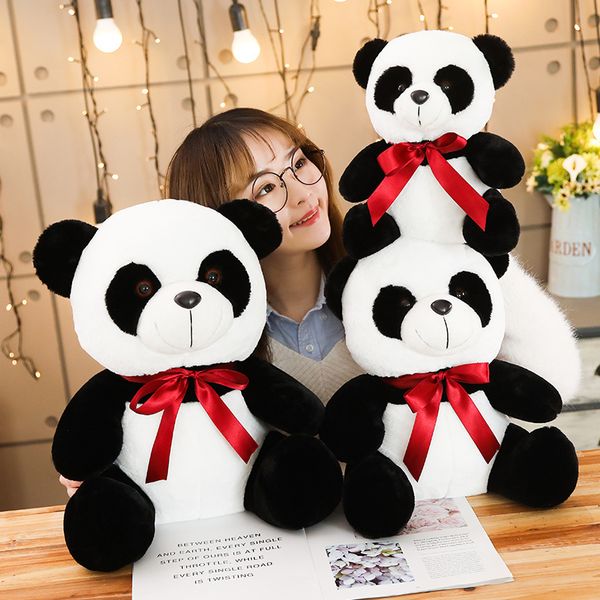 

мультфильм panda teddy bear чучело классический белый и черный мягкий плюшевый медведь игрушки для детей дети xmas день рождения подарки