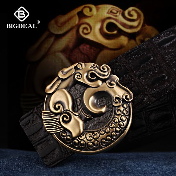 

bigdeal brand men belts genuine leather real cowskin men's belt smooth buckle personality luxury waistband black, Black;brown