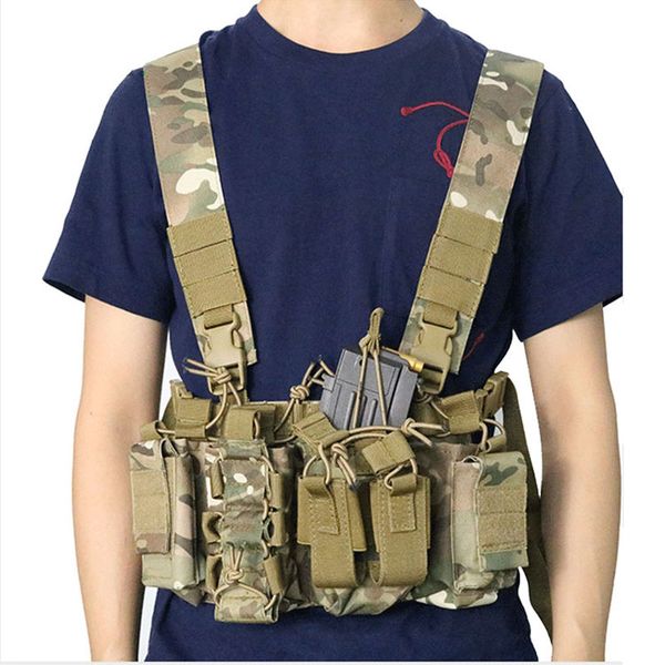 

tactical vest paintball carrier chest rig pack pouch lightweight duty vest bag outdoor sports hunting equipment, Camo;black