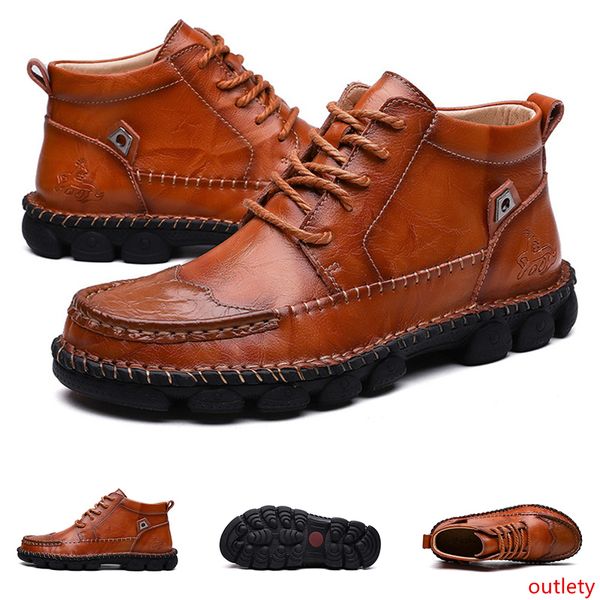 

2020 new whole sale autumn and winter high men leather cotton shoes black brown winter keep warm cotton boots size 40-47 drop shipping