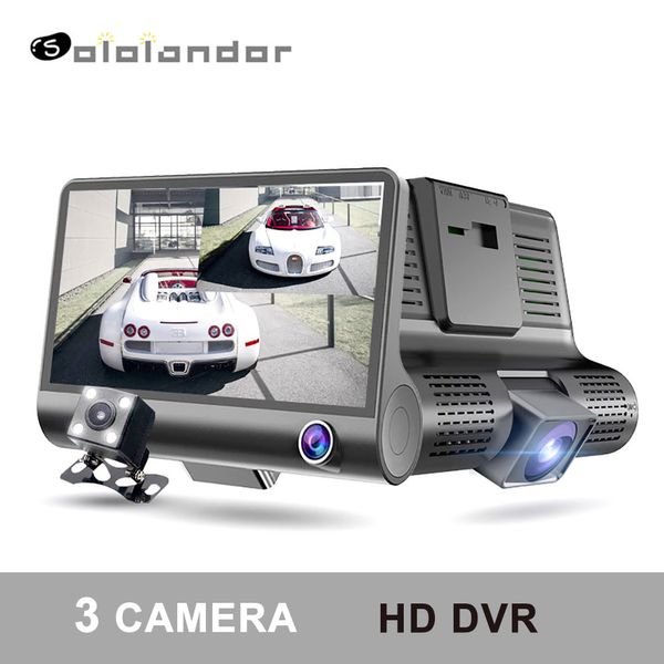 

car dvr 3 camera lens 4" video recorder dash cam auto registrator dual lens with rear view camera dvrs camcorder 3 in 1 recorder