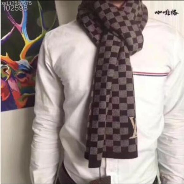 

new men's scarf high-end autumn and winter boutique men's wear designer scarf 180*30cm casual classic plaid scarf soft and comfort, Blue;gray