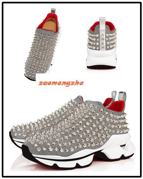 

brand designer red bottom spike sock sneaker men women low casual shoes black spike sock shoes us 7