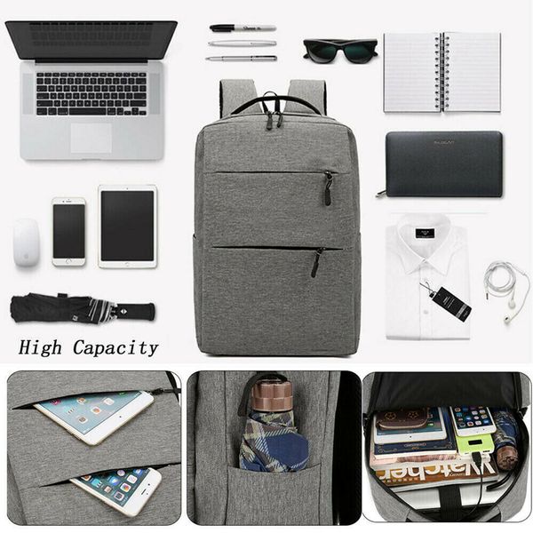 

men and women usb charging solid backpack lapnotebook travel school bag large capacity