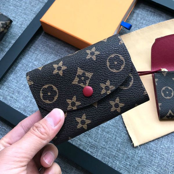 

designer luxury ladies wallet fan version wallet special clearance small card package old flower peas coin purse leather coin bag, Red;black