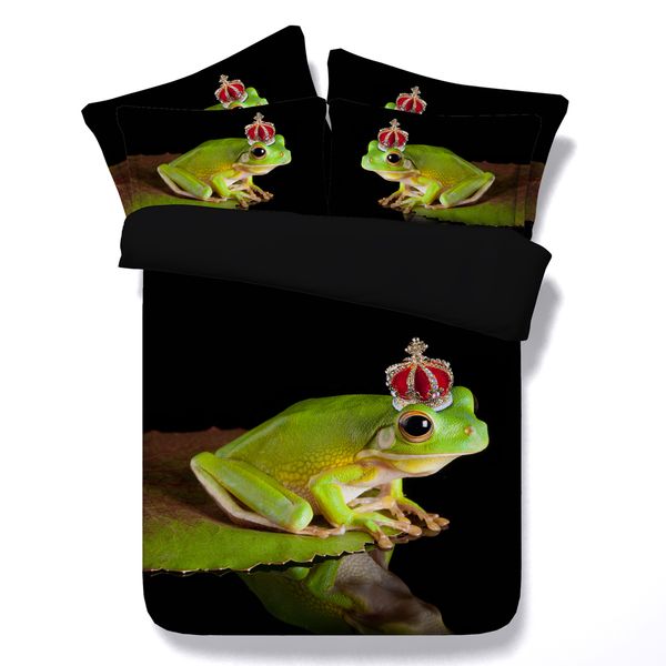 

vivid frog bed linens black 3d animals print duvet cover  twin sizes bedding sets girls kids 3/4pc full cal king coverlet