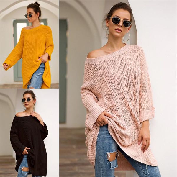 

autumn winter knitted sweater women medium style sweatshirt knitwear casual loose sweaters pullover long sleeve knitting sweater clothes, White