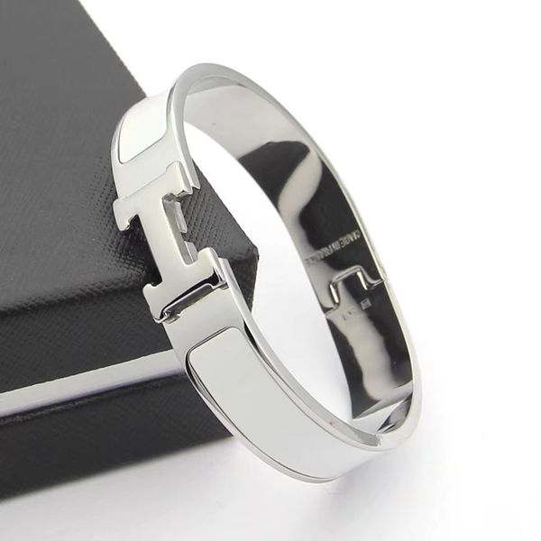 

2020 stainless steel 12mm width classic silve color love bracelet bangle for women fashion enamel bracelet wedding jewelry gift, Black