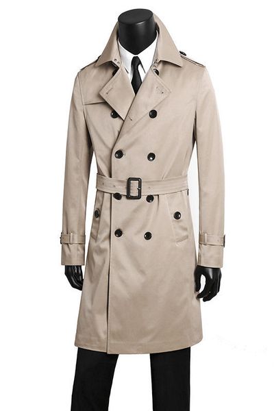 

autumn winter fashion large double breasted mens windbreaker male adjustable waist luxury plu ssize s-10xl, Tan;black