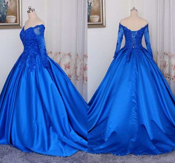 Spitzen-Ballkleid-Abschlussballkleid, schulterfrei, Illusion, lange Ärmel, Applikationen, Perlen, drapiert, mit Schnürung, Abschlusskleid für die 8. Klasse 2019