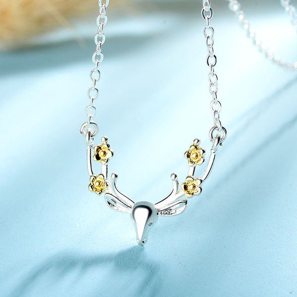 

elk necklace elk clavicle necklace easter gift chain diamond clavicle necklace korean simple one deer have you, Silver
