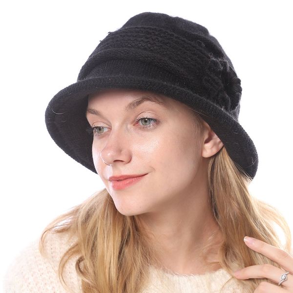 

new women girls ski hat keep warm winter casual knitted hat wool hemming winter hats for women elegant stylish vissershoedje