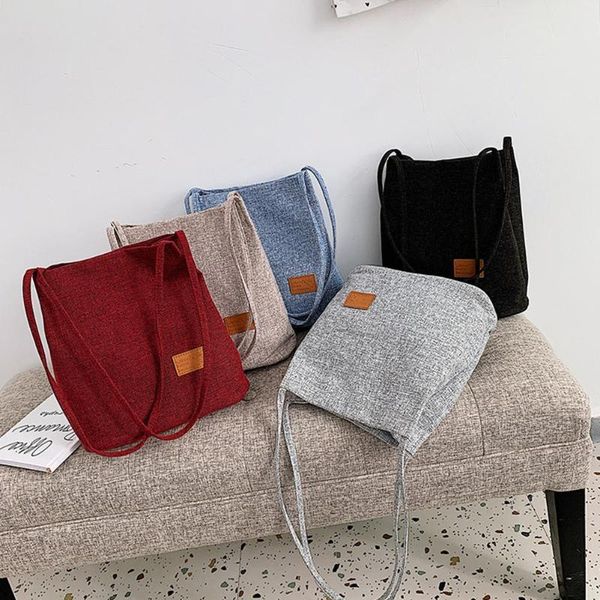 

pinshang women canvas magnetic buckle bucket shoulder bag for shopping dating picknick