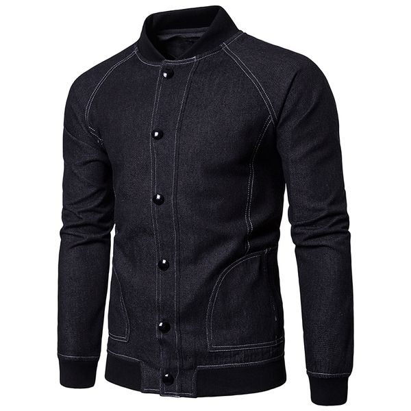 

2018 brand mens denim jacket solid casual slim bomber jacket men cowboy men's jean chaqueta hombre, Black;brown