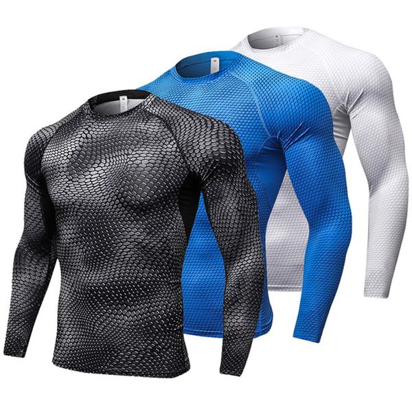 

2020 man compression running t-shirt man quick dry long sleeve bodybuilding sportswear gym fitness sport running tights, Black;blue