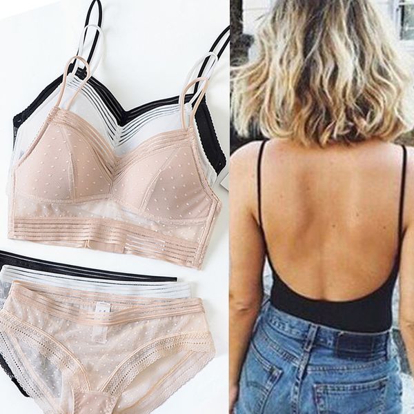 

wriufred сексуального комплект бюстгальтера типа u платье отпуск невидимого bralette кружево ультра-тонкие наборы белья удобных оправ сна то, Red;black