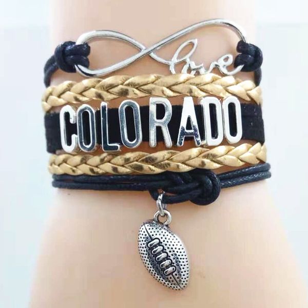 

infinity love colorado football team bracelet black gold color friendship bracelets, Golden;silver