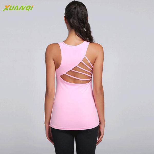 

women's back strappy tank running gym fitness vests, Black;blue