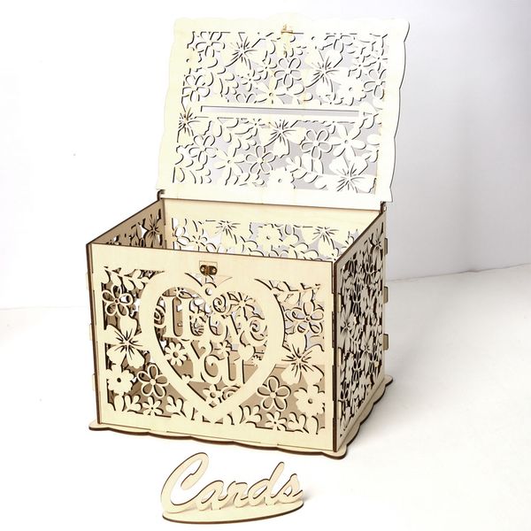 

gift money for guest beautiful baby shower birthday wedding card box with lock diy decoration party wooden supplies