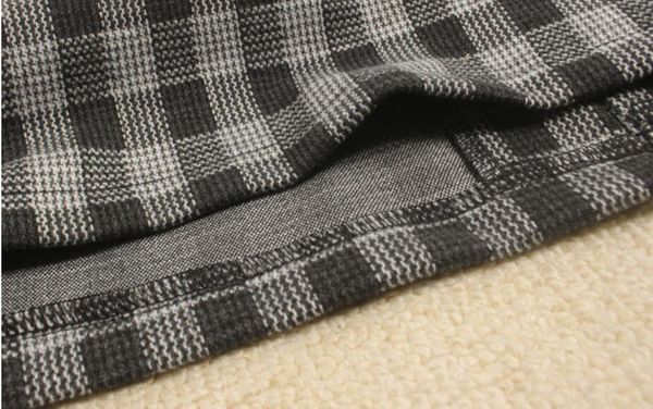 

autumn winter plaid woolen skirt women high waist package hip step split pencil skirt plus size 2xl, Black