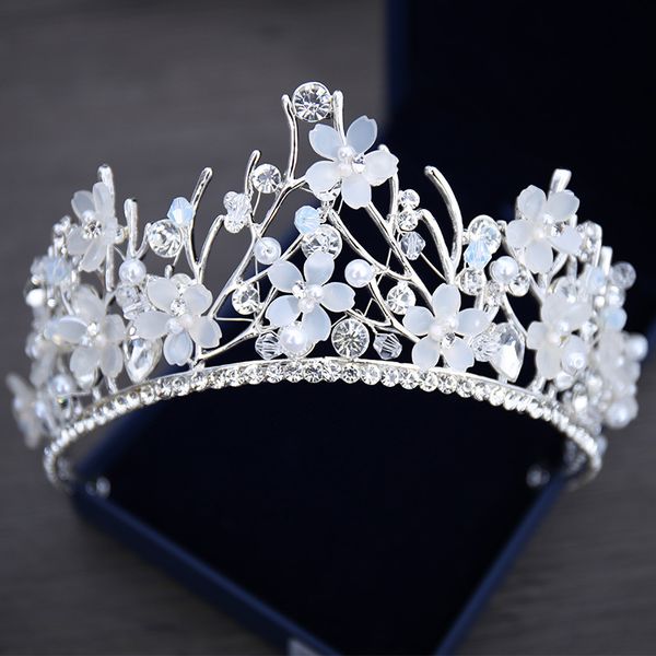 

new korean super fairy bride crown wedding headwear wedding hair pearl crystal crown wholesale, Golden;white