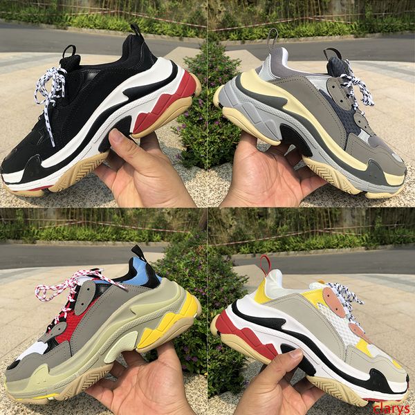 

2020 paris triple s black white red casual shoes mens womne triple black white grey fashion luxury designer men shoes