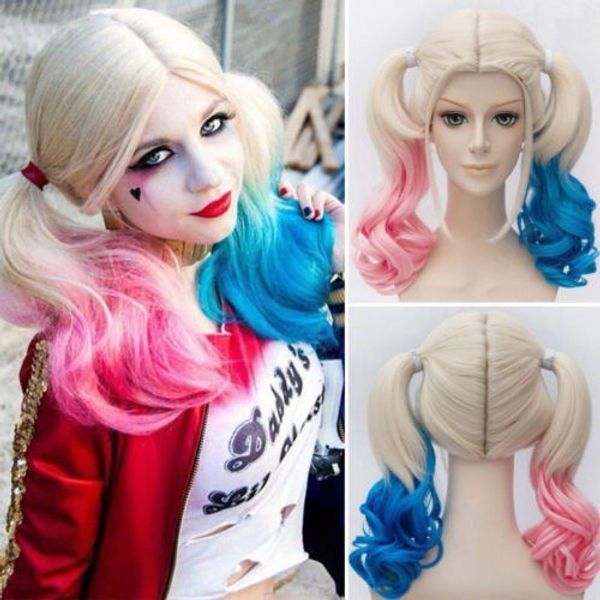 

suicide squad harley quinn pink wig gradient hair cosplay halloween hot, Black