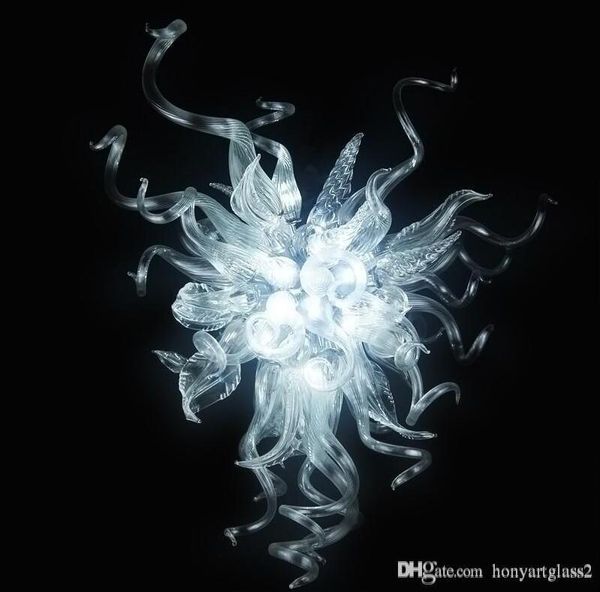 

100% mouth blown borosilicate modern home decorations white clear glass led chandelier hand blown glass pendant lighting