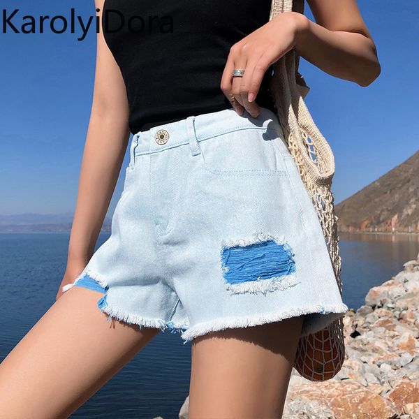

women's jeans 2020 spring and summer new high waist was thin students loose wide leg pants wild hole pants, Blue
