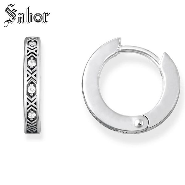 

creole hinged hoop earrings asian ornament 2019 new fashion jewelry ethnic 925 sterling silver gift for women, Golden