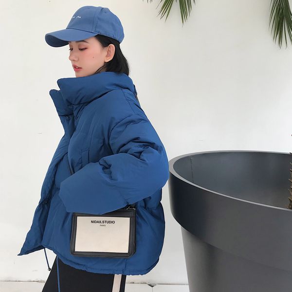 

winter fashion women parkas down cotton padded jacket warm thick loose oversize soild wadded jackets female casual bread coats y190926, Black;white