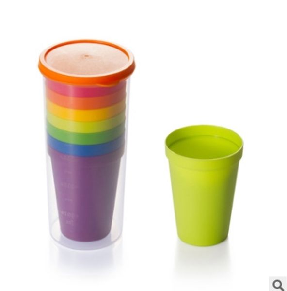 DHL 8pcs grande copo boca copo bebendo calhar copo do curso de plástico colorido do arco-íris piquenique ao ar livre portátil